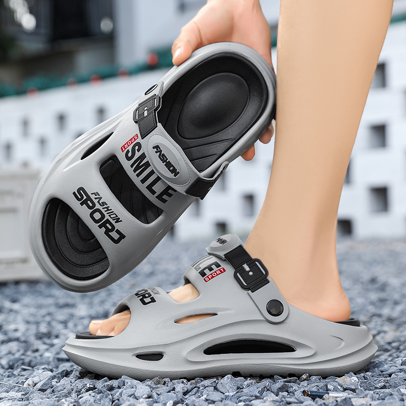Zapatillas de hombre verano nuevo estilo engrosamiento exterior sandalias y zapatillas antideslizantes deportes y ocio chanclas zapatos de playa de doble uso para conducir