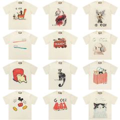 クロスボーダーの新型高バージョンのむつ家の動物の図案のプリントシリーズの男女の同じタイプの半袖のtシャツは代行します。