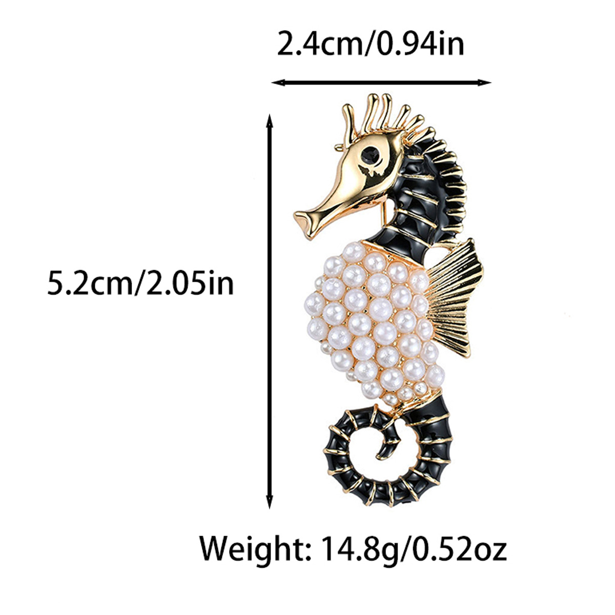 Vintage Seepferdchen Brosche Mit Perlen Und Diamantbesatz_voghion.com