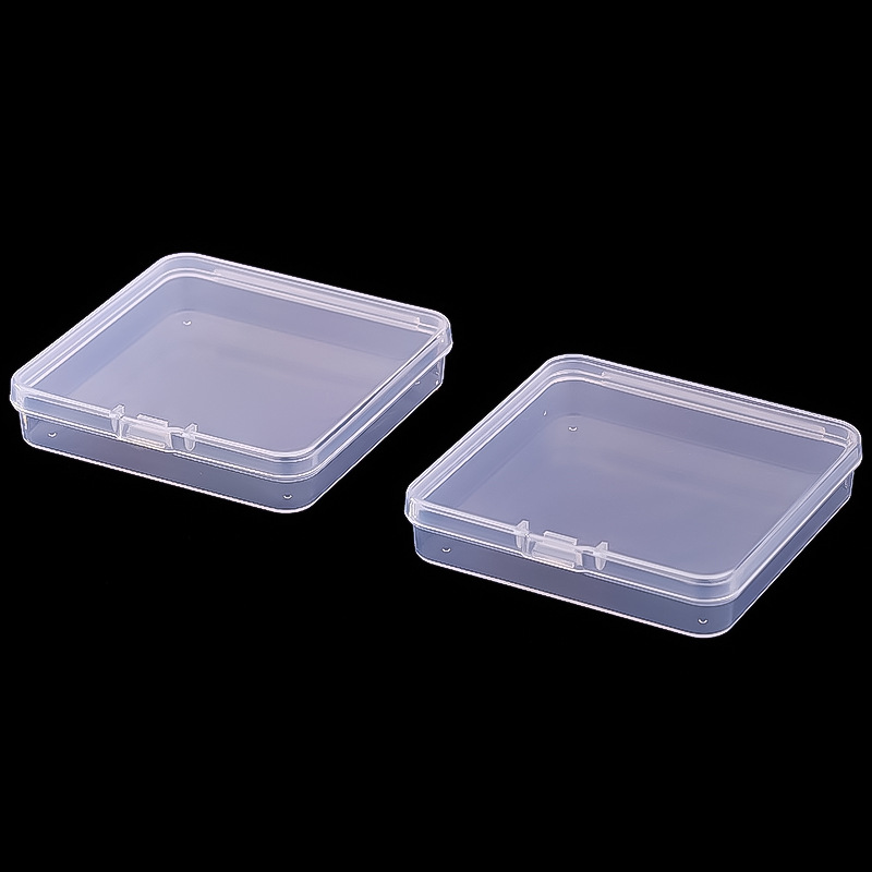 Cross-Border Flat Box Square Pp Box Transparent Plastic Small Box Parts Card Packaging Box Stationery Storage Box with Lid