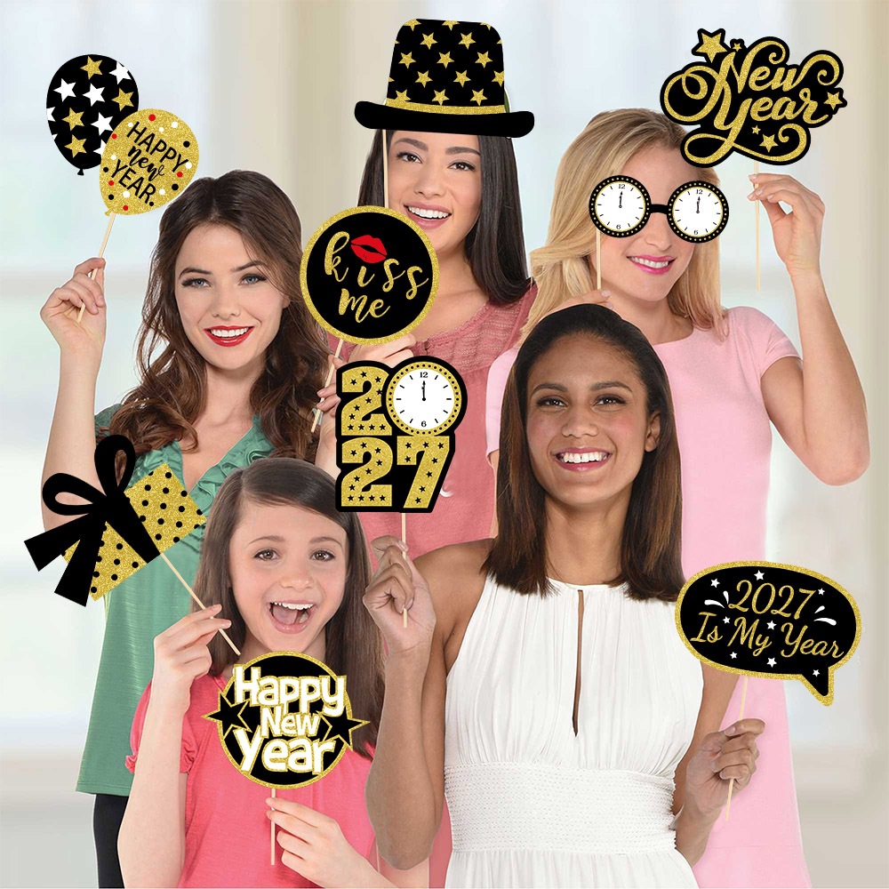 Amazon Año Nuevo fiesta decoración foto apoyos Año Nuevo fiesta atmósfera vestir divertido foto suministros