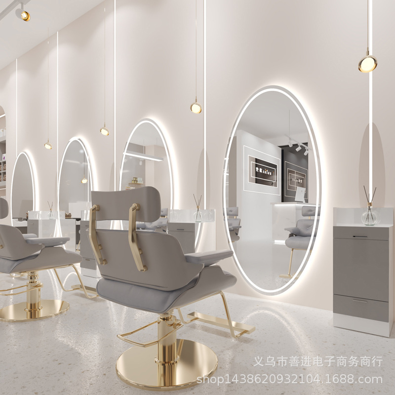 Espejo de Peluquería Inteligente con Luz LED de Metal Ovalado para Salón de Belleza image 28