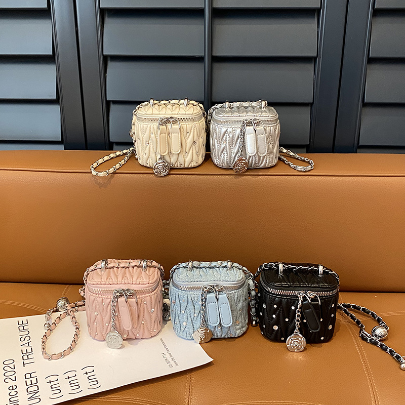 Coreana pequeña bolsa de hombro para niñas bordada de diamante mini bolsa de caja de bebé bolsas de cadena de perforación plegables para niños