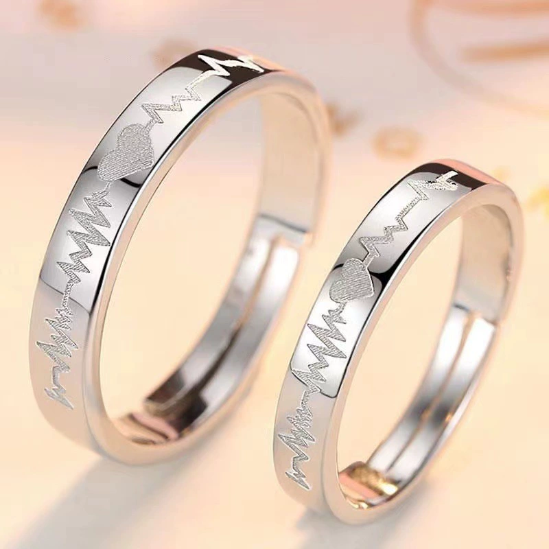 Регулируемое кольцо Brand, мини-дизайн, корейский стиль, узор «сердцебиение», лёгкое 9,5 г