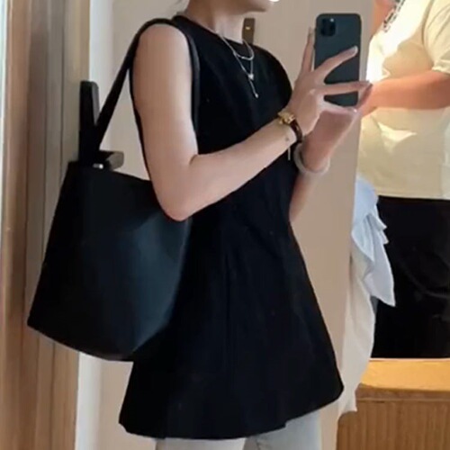 White Petite Layered Sleeveless Blouse Women's Medium-Length Summer 2025 New Slimming Outerwear Quality Top