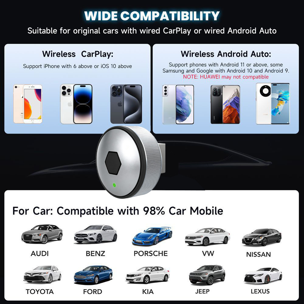 Cross-border one-click switching new carplay box Android two-in-one box wireless adapter for in-car connectivity