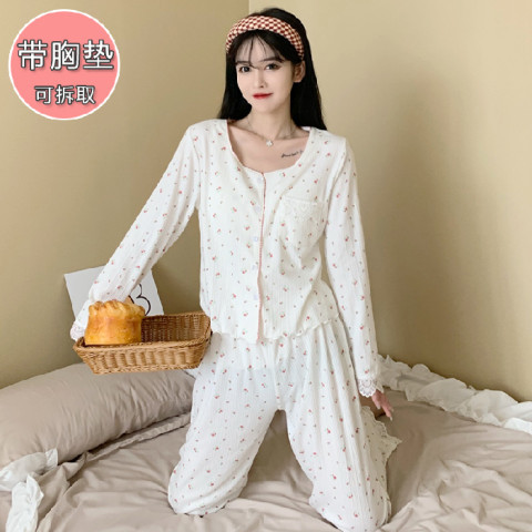 F 3피스 브라 패드 A 666m 화이트 플로럴