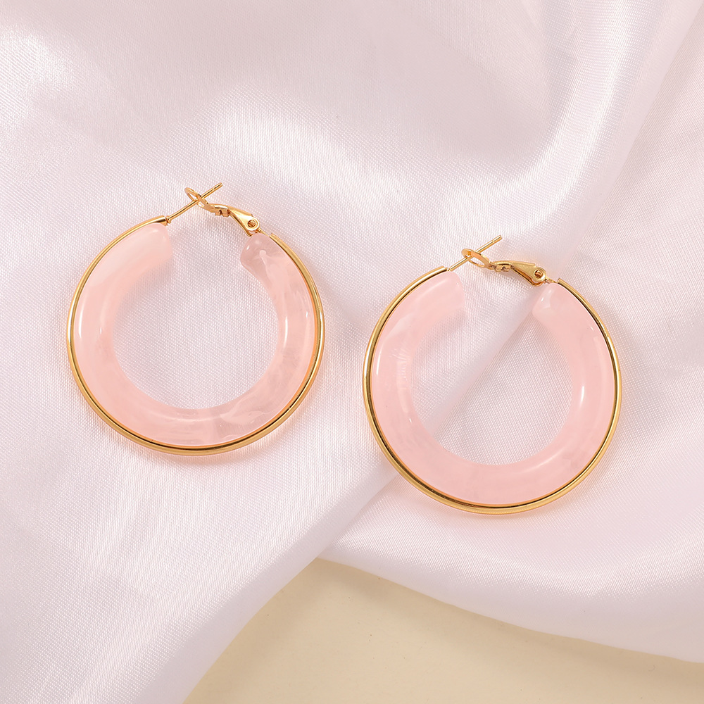 Europa y los Estados Unidos exagerado color gradiente retro ins estilo C aretes de resina aretes de aretes de acero inoxidable aretes al por mayor