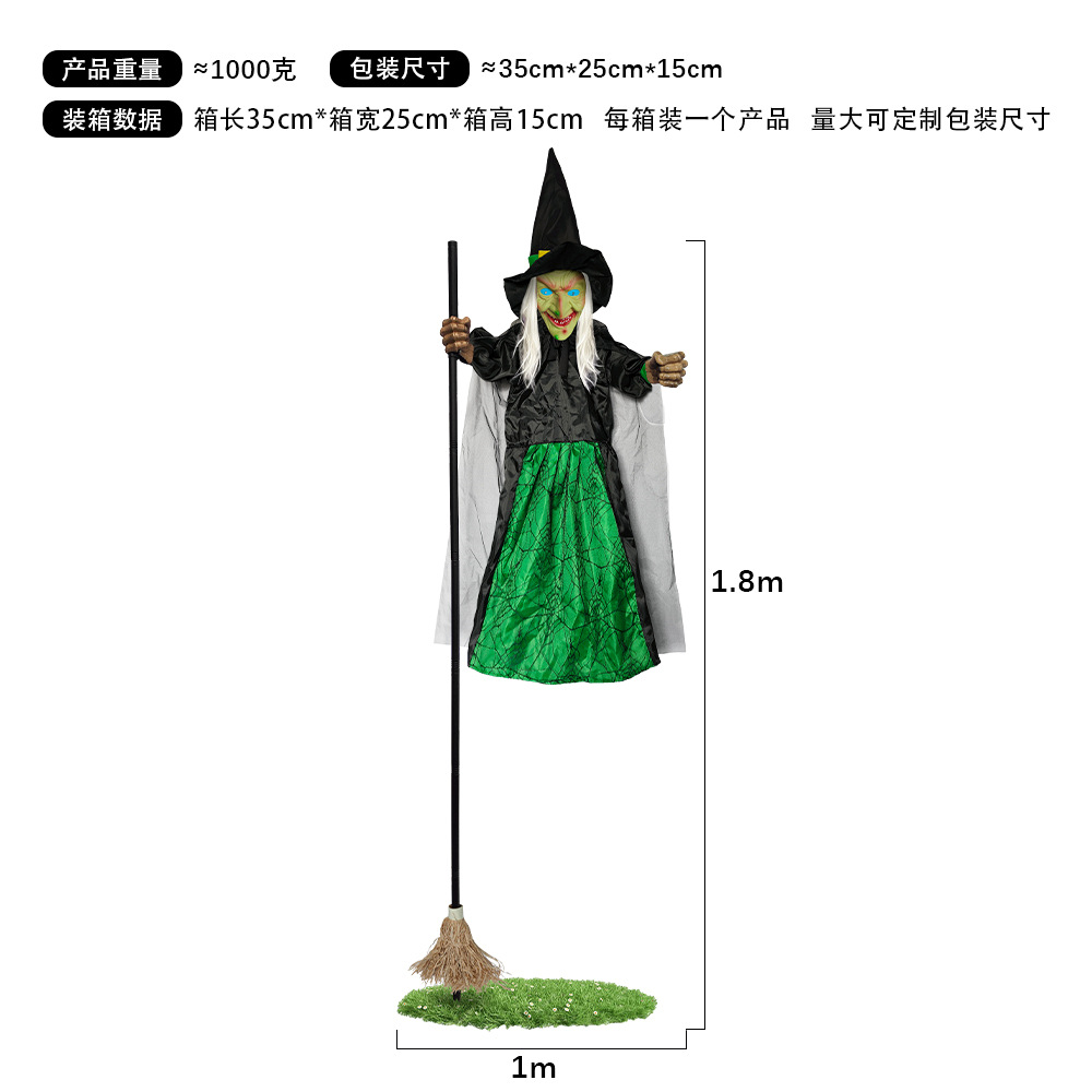 Bruja Colgante Animada de Terror de Tela No Tejida, con Control por Voz y Luz, para Halloween y Casas Embrujadas