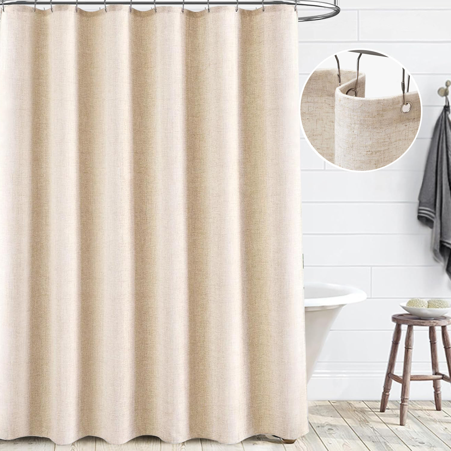 Amazon Thickened Polyester Cotton Solid Color Shower Curtain Waterproof and Mildew-Proof Bathroom Shower Partition Curtain No-Drill Installation