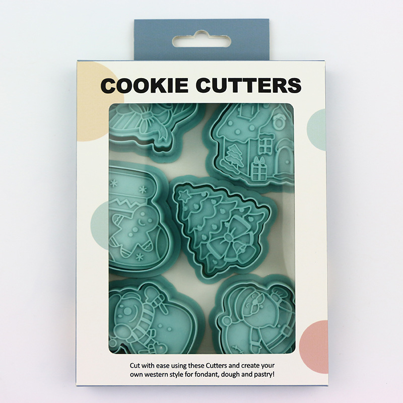 Molde de galletas de dibujos animados de Navidad para el hogar herramienta de horneado de bricolaje 3d juego de moldes de galletas de azúcar