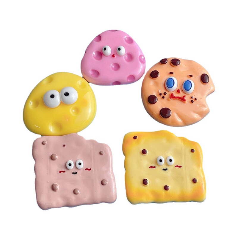 流行食游焙煎クッキー樹脂部品クリームゴムdiyかわいい表情携帯ケース冷蔵庫に靴ボタンを貼る|undefined