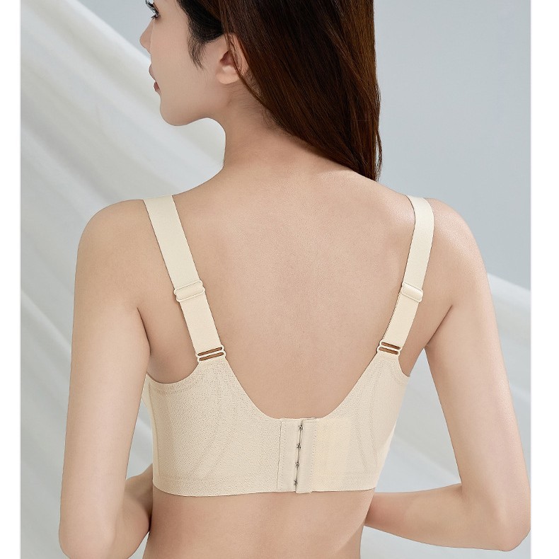 Ropa interior delgada sin costuras para mujer, pechos grandes, pequeños, delgados, sin anillo de acero, copa completa, leche, sujetador de talla grande anti-flacidez