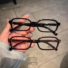 纯欲减龄小脸方框书呆子平光眼镜玳瑁色文艺复古近视可配度数正品