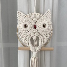 跨境猫头鹰挂件花边壁挂挂毯艺术手工编织波西米亚风装饰品吊篮