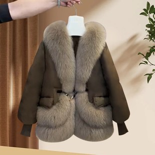 23779 Big Aimei Yiyuan 2024 Winter New Western Style Thickened Warm Cotton-padded Jacket Loose Fashionable Big Fur Collar Women