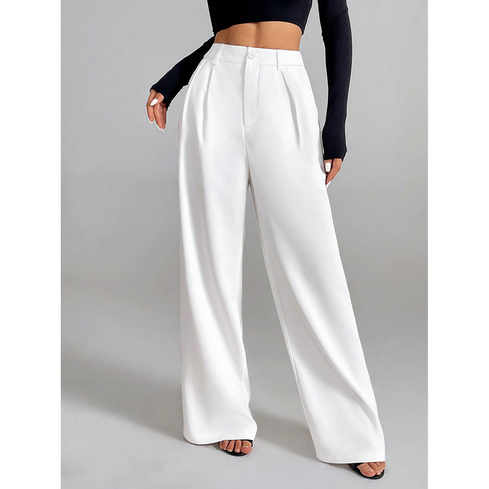 2024 Spring and Summer New Ice Silk Yamamoto Wrinkled Thin Casual Straight Leg Pants Women's Loose Quick-drying Solid Color Wide Leg Pants