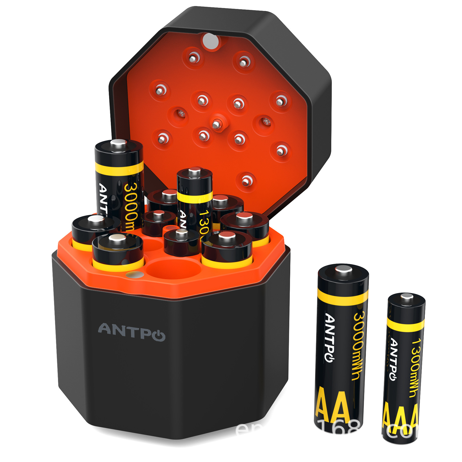 5号7号锂电池充电器12槽翻盖充电仓C口快充厂家直销