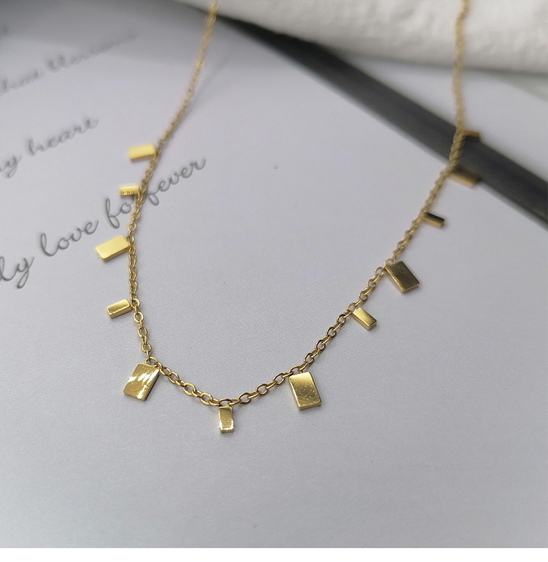 Round, Square, Water Droplets Pattern Simple Style Round Square Water Droplets Titanium Steel Plating Necklace