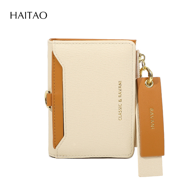 2025 nuevo tipo de bolso con tarjetas se puede colgar sin cuerdas, cartera corta doblada dos veces, bolso de cambio, bolso de tarjetas, viento