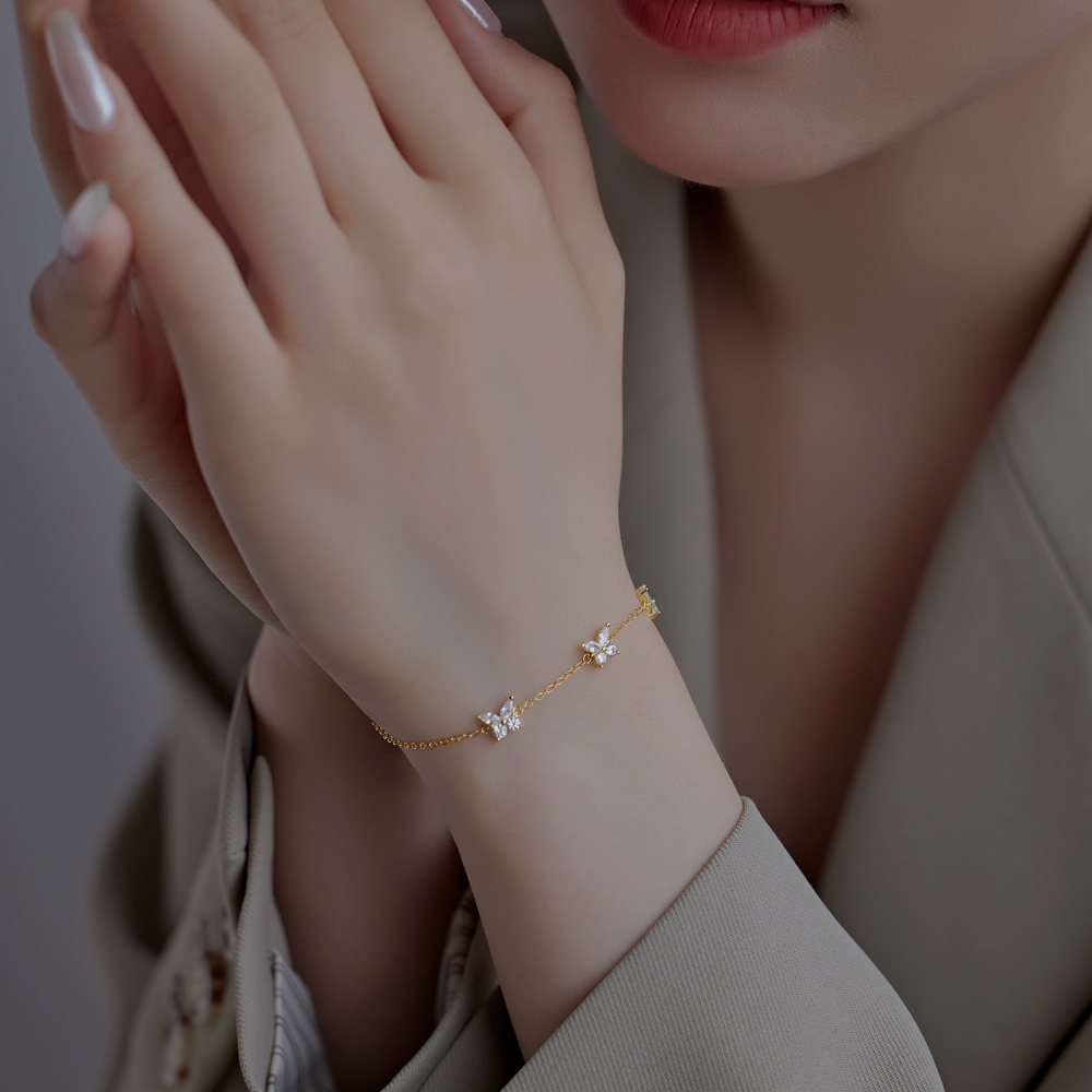 4g Weight Zircon Inlay Material Bracelets Classification 925 Sterling Silver Cable Chain Bracelets Elegant