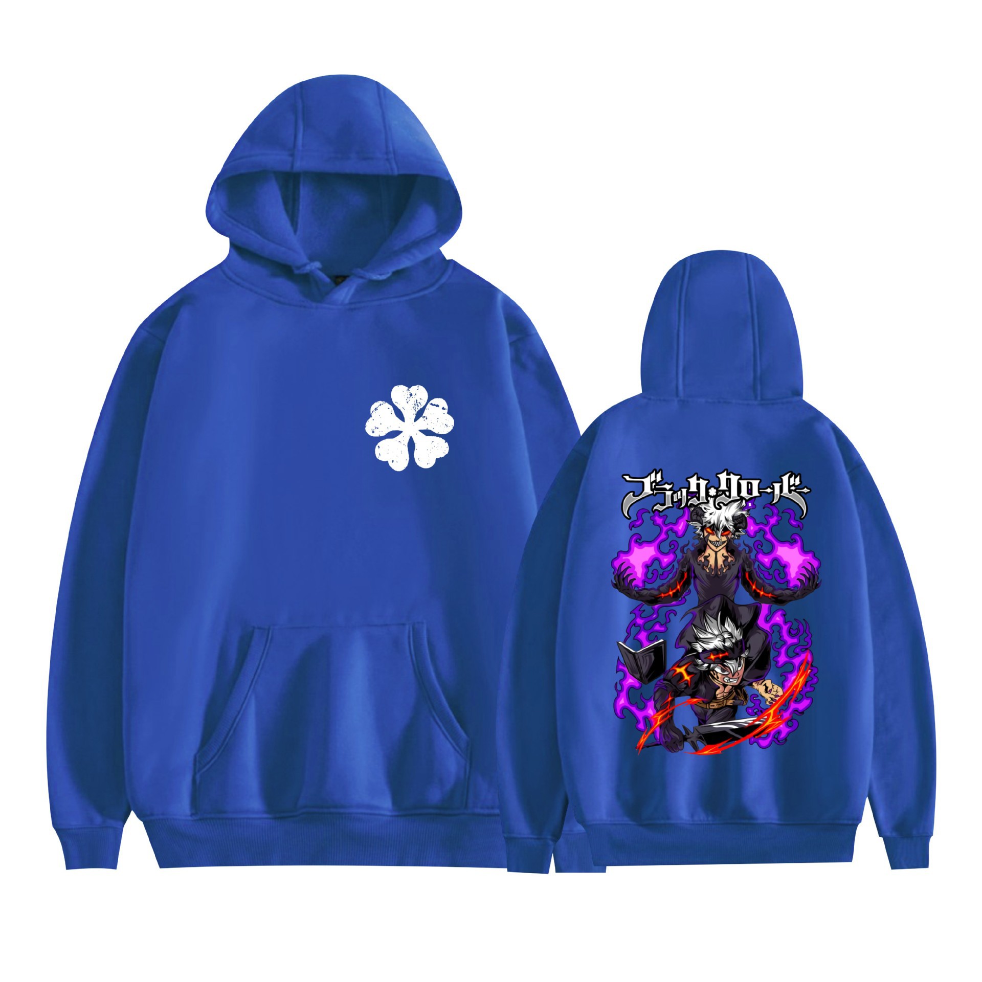 Trébol de cuatro hojas negro nuevo transfronterizo Black Clover animación periféricos hombres y mujeres suéter con capucha suelto casual