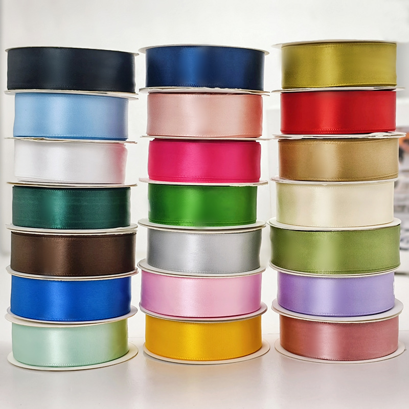 Cinta de pastel de 2,5 cm cinta de decoración de boda al por mayor rosa hecha a mano arco de bricolaje flor cinta de satén