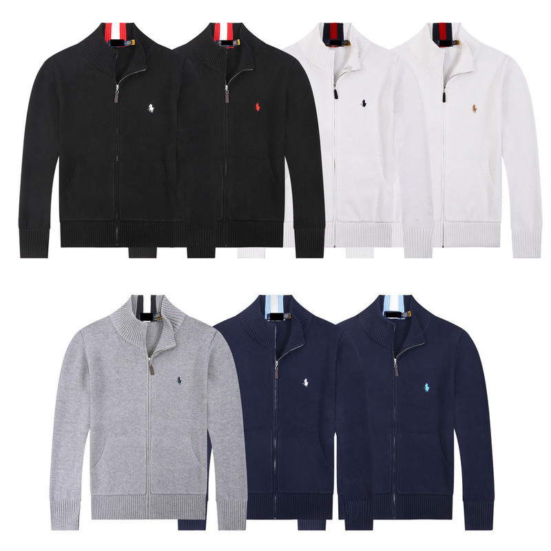 American-style casual sweater for men, full-zip cardigan, knitted cotton sweater, stand-up collar, youth pony jacket American-style casual sweater for men, full-zip cardigan, knitted cotton sweater, stand-up collar, youth pony jacket