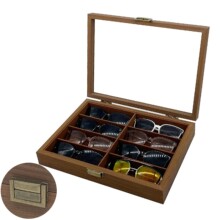 【复古版】黑胡桃纹木质8位眼镜太阳镜墨镜收纳盒箱子首饰盒