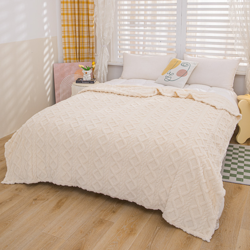 Nuevo suministro directo transfronterizo de piel de torre de una sola capa de jacquard manta de terciopelo grueso manta de color sólido manta de sofá de cuatro estaciones manta al por mayor