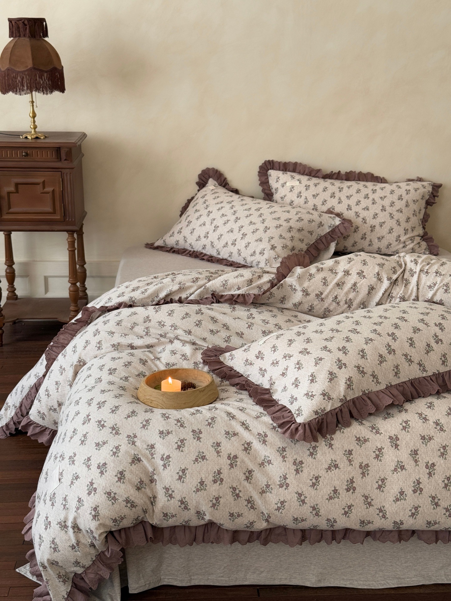 Nordycka pościel z dzianiny bawełnianej w stylu boho vintage_voghion.com
