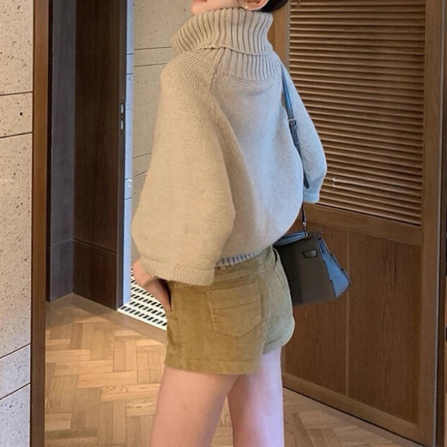 慵懒风软糯高领斗篷毛衣女2025秋季蝙蝠衫穿搭宽松麻花针织衫上衣|undefined