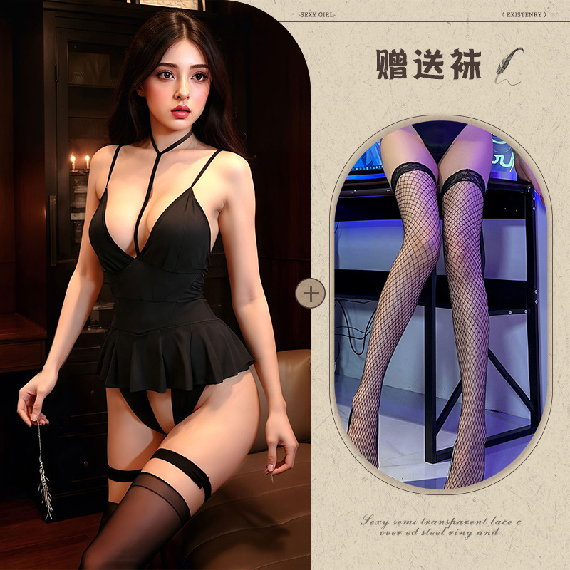블랙 + 블랙 망사 스타킹