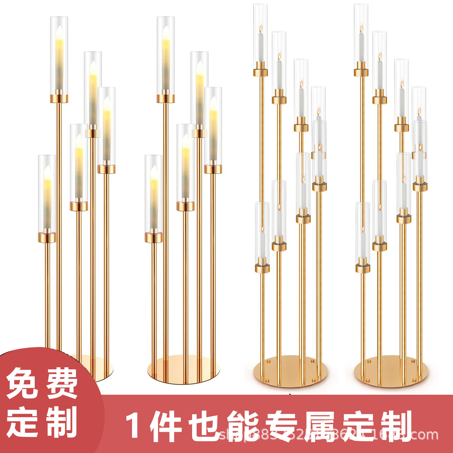 跨境婚庆道具电镀金色步步高烛台路引铁艺酒店浪漫婚礼布置 装饰