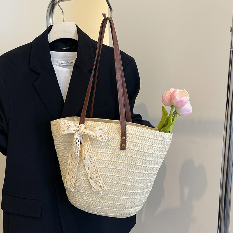 Große Geflochtene Strohtasche Für Den Strand Und Alltag_voghion.com