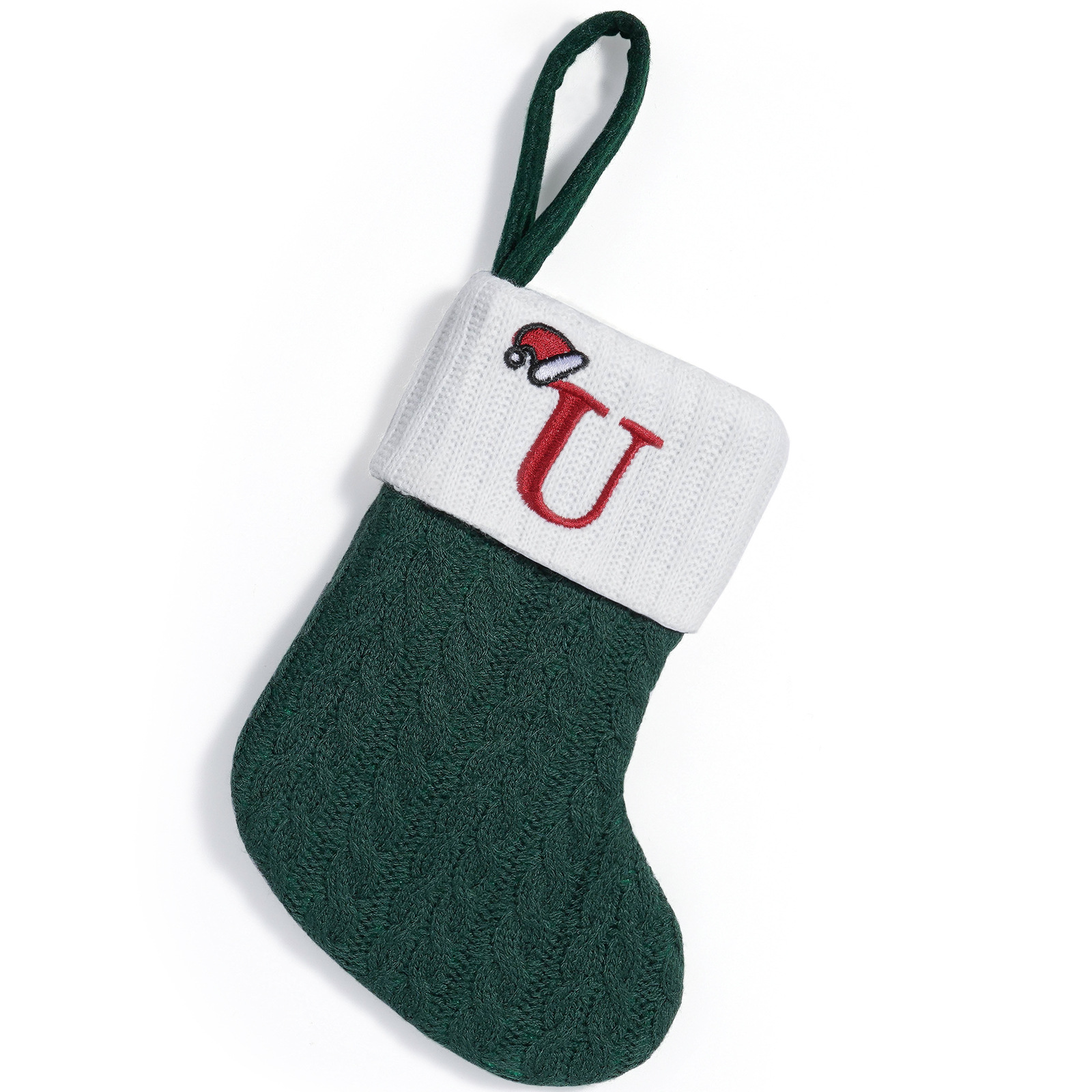 Navidad transfronteriza decoración de punto calcetines de Navidad verdes calcetines de Navidad letras creativas bordadas colgantes bolsas de regalo