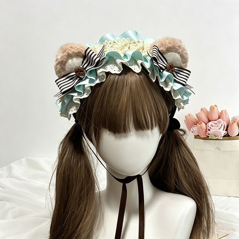Dos dimensiones Lolita correa de cabello chica gato oreja clip de cabello cómic cosplay Lolita criada correa de cabello