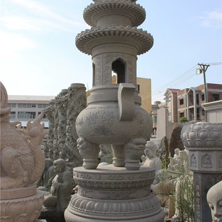 寺庙石雕香炉 双龙耳雕刻焚香石炉 福建天然石材加工 品质保证