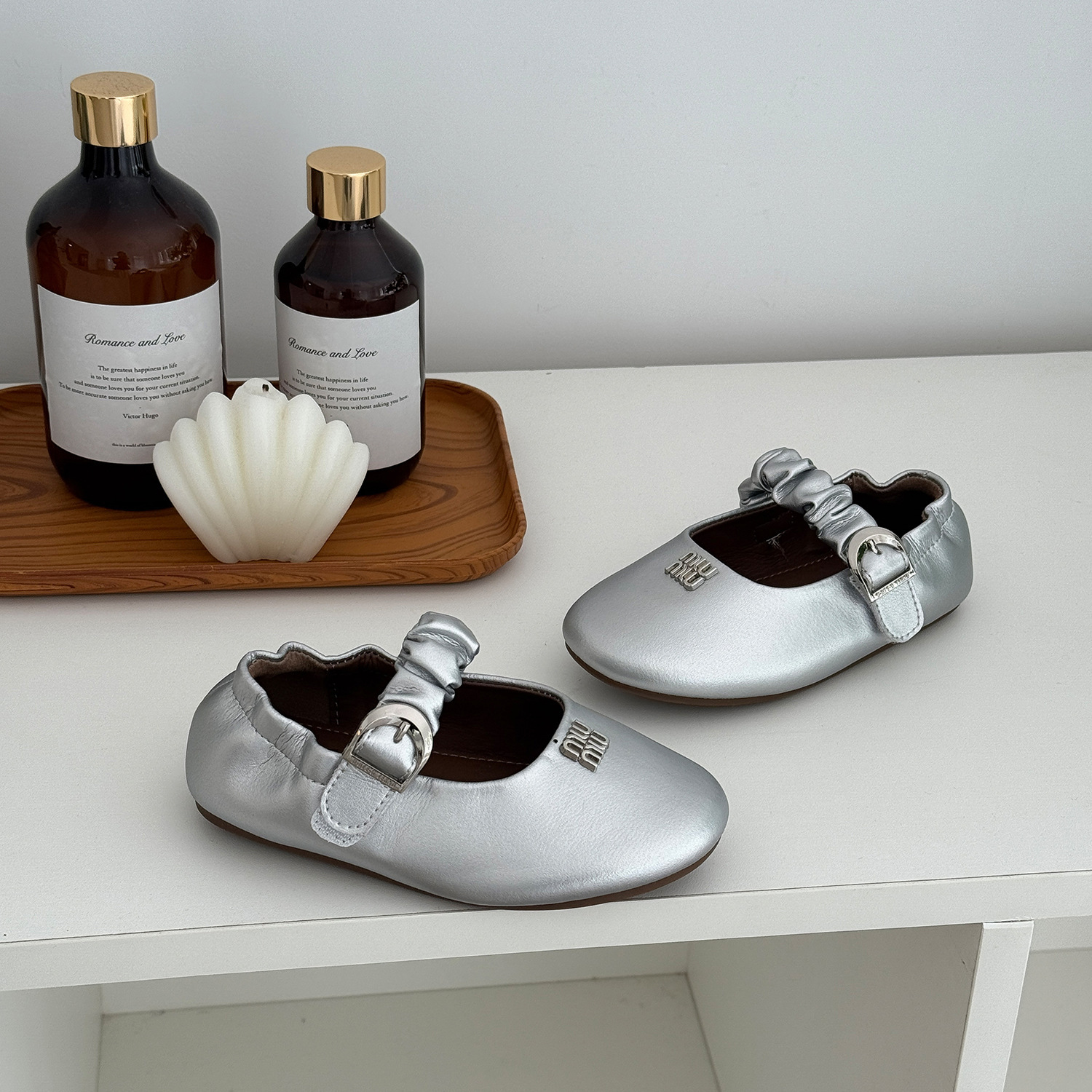 Cute Children's Shoes 2025 Autumn New Girls Soft-Soled Ballet Shoes Elastic Mary Jane Princess Shoes Letter Shoes