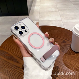 适用三星S24/25/26PlusUltra冰晶抗黄一字隐形支架磁吸手机壳跨境