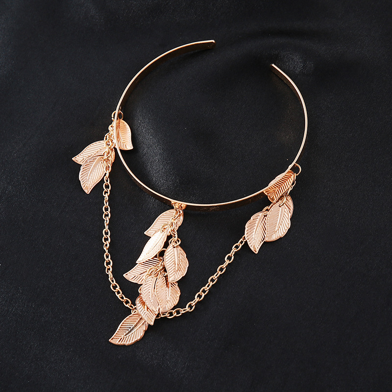 Cruz-frontera brazo anillo brazo pulsera hoja joyería abierta retro elegante creativo metal pulsera moda exagerada ventas directas de la fábrica