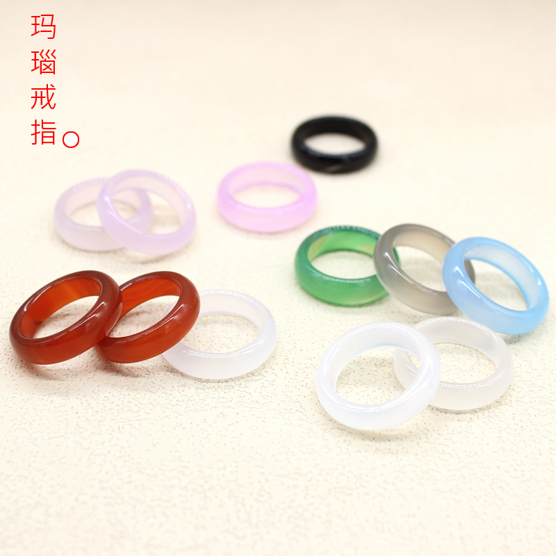 天然玉髓戒指玛瑙戒圈手持跑环玉石指环对戒玉器直播福利地摊货源