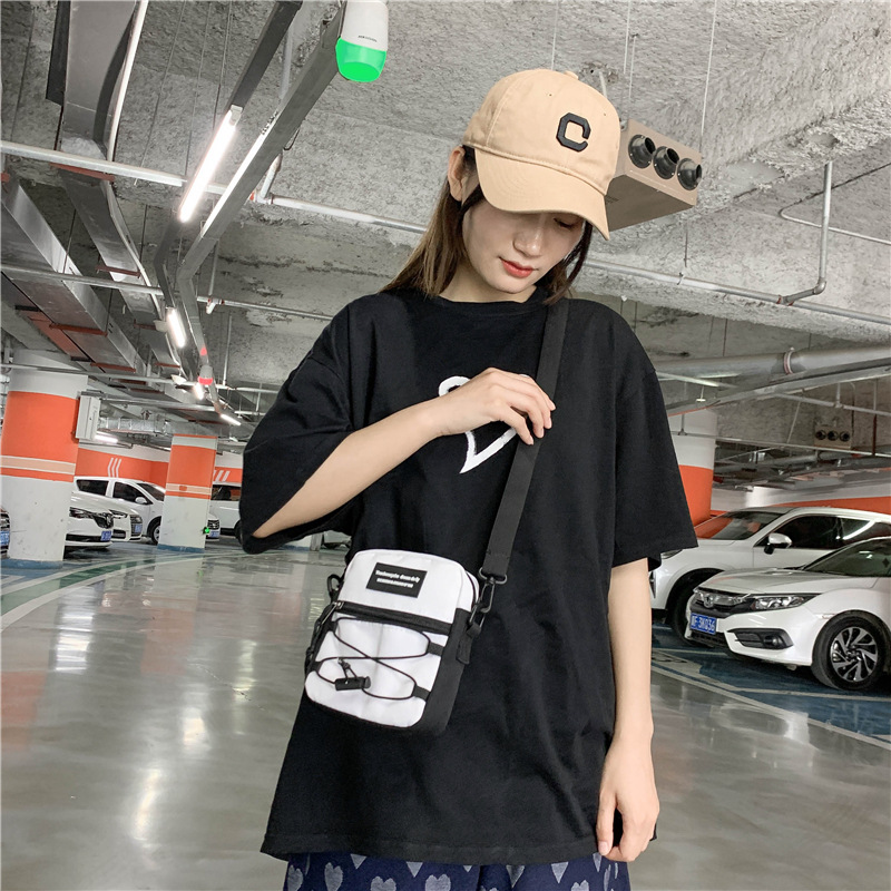 67g Weight Zipper Closure Type Single Shoulder Strap Strap Type Crossbody Bag Bags Type Nylon Material Letter Pattern Streetwear Style Square Shape Khaki, Light Grey, White, Black Color Small Size Small Nylon Letter Streetwear Square Zipper Crossbody Bag 48