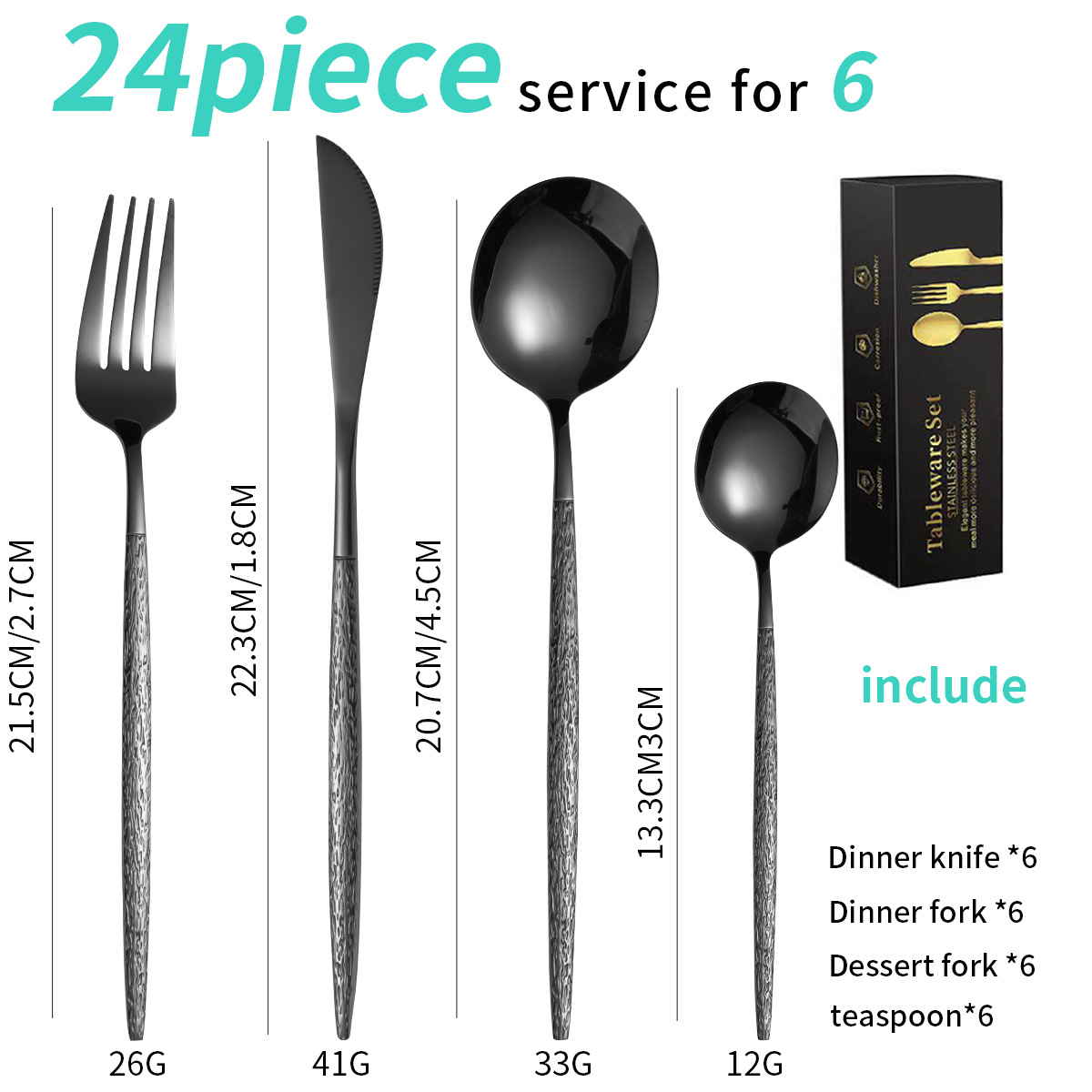 블랙 24 피스 세트/6 명