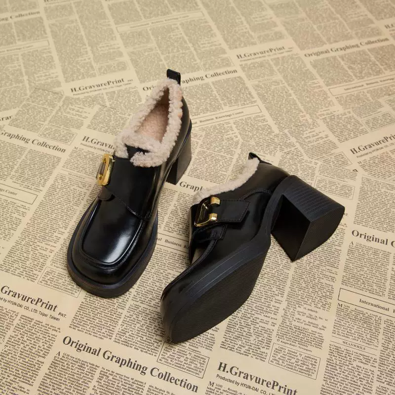 Shoes, demi-season warm high loafers for leather shoes