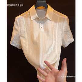 夏季简约潮流男士翻领短袖衫轻奢休闲上衣图片色现货纯色