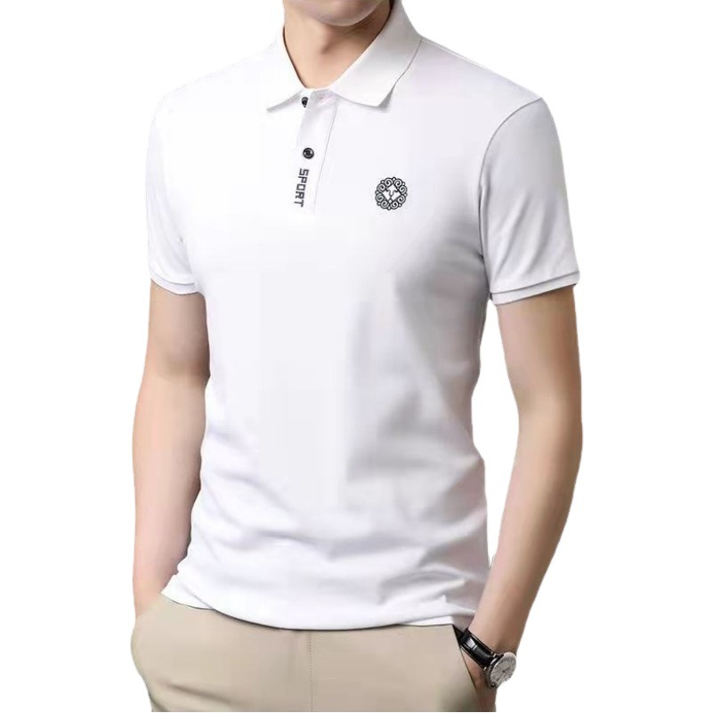 (Soporte de entrega de una pieza) Camiseta de manga corta para hombre de verano solapa más tamaño Polo camisa joven y de mediana edad al por mayor ropa de hombre