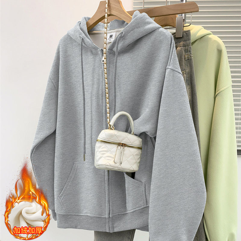 Multicolor Hooded Women's Sweatshirt 2025 Autumn and Winter New American Cardigan Retro Niche Versatile Jacket Ins Trendy