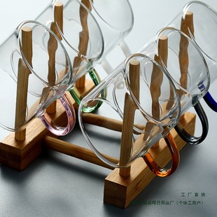 Thickened Heat-Resistant Glass Small Tea Cup with Handle Household Transparent Small Cup Kung Fu Tea Set Tea Bowl No