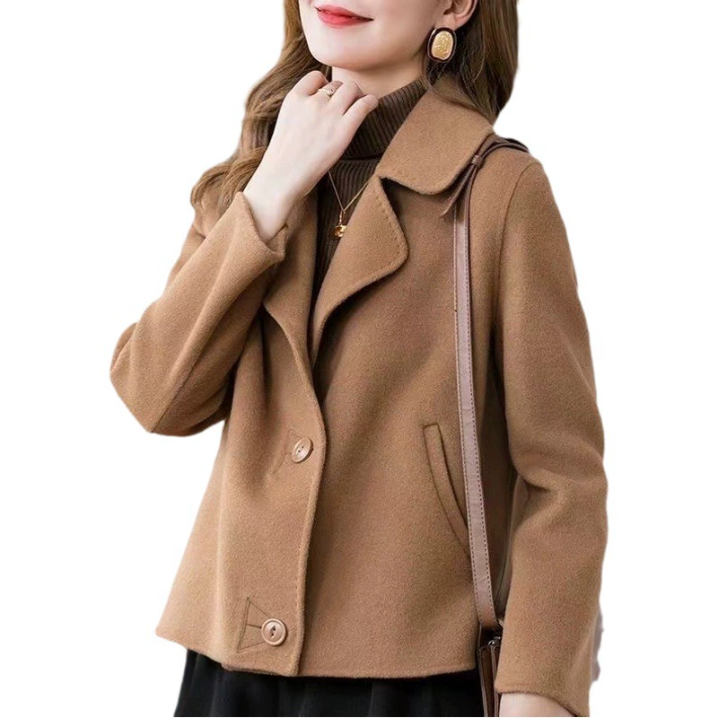Шерстяное пальто 2023 Новое Женское пальто Женская Осенняя верхняя одежда маленькое двустороннее шерстяное пальто женская короткая Мода